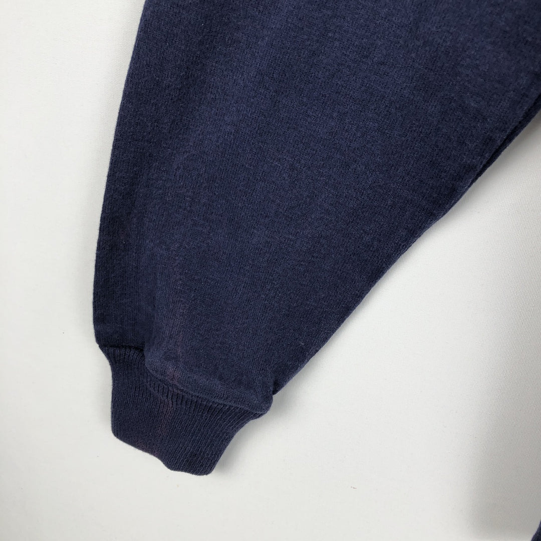 1980'S LL Bean Long-Sleeve Rugby Shirt, Made in USA, Men's Size L (Equivalent), Vintage cotton navy blue type Vintage Second Hand