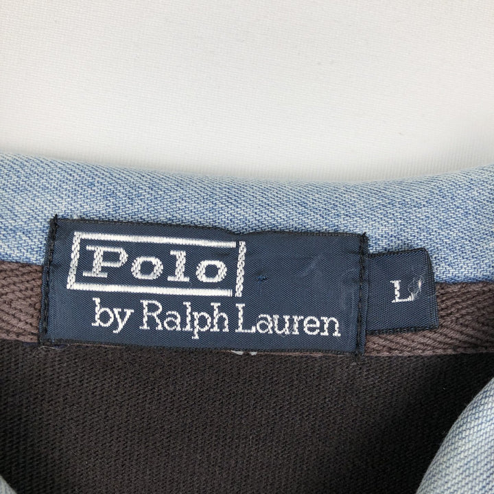 Ralph Lauren POLO by Ralph Lauren long sleeve rugby shirt, men's size L cotton black type Vintage Second Hand
