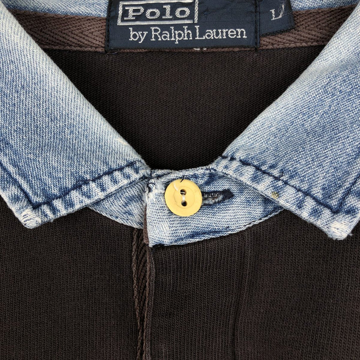 Ralph Lauren POLO by Ralph Lauren long sleeve rugby shirt, men's size L cotton black type Vintage Second Hand