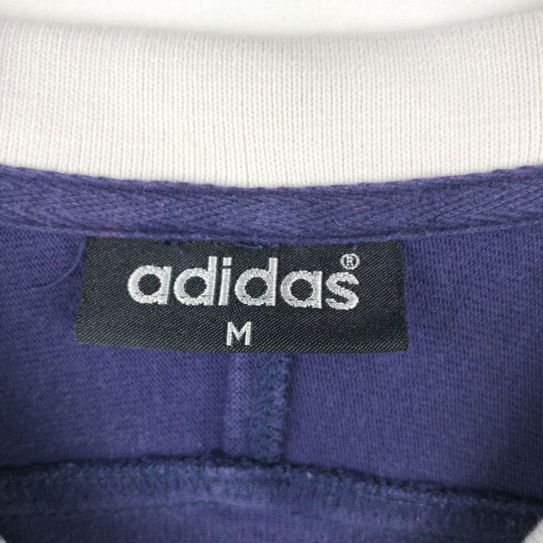 Adidas long-sleeved polo shirt, men's size M (approx.) cotton navy blue type Vintage Second Hand