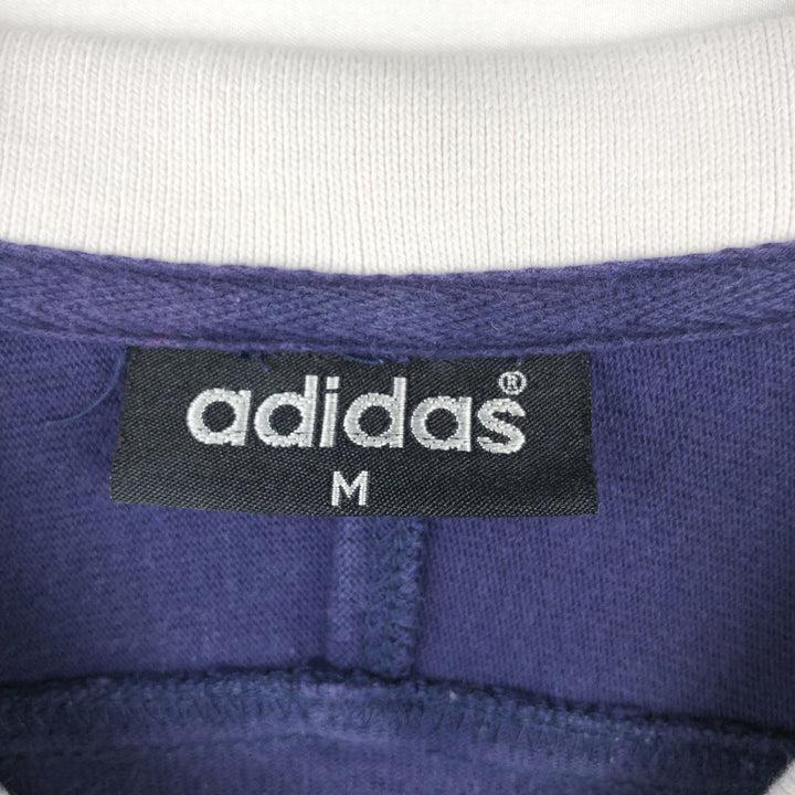 Adidas long-sleeved polo shirt, men's size M (approx.) cotton navy blue type Vintage Second Hand