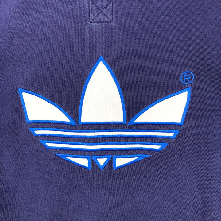 Adidas long-sleeved polo shirt, men's size M (approx.) cotton navy blue type Vintage Second Hand