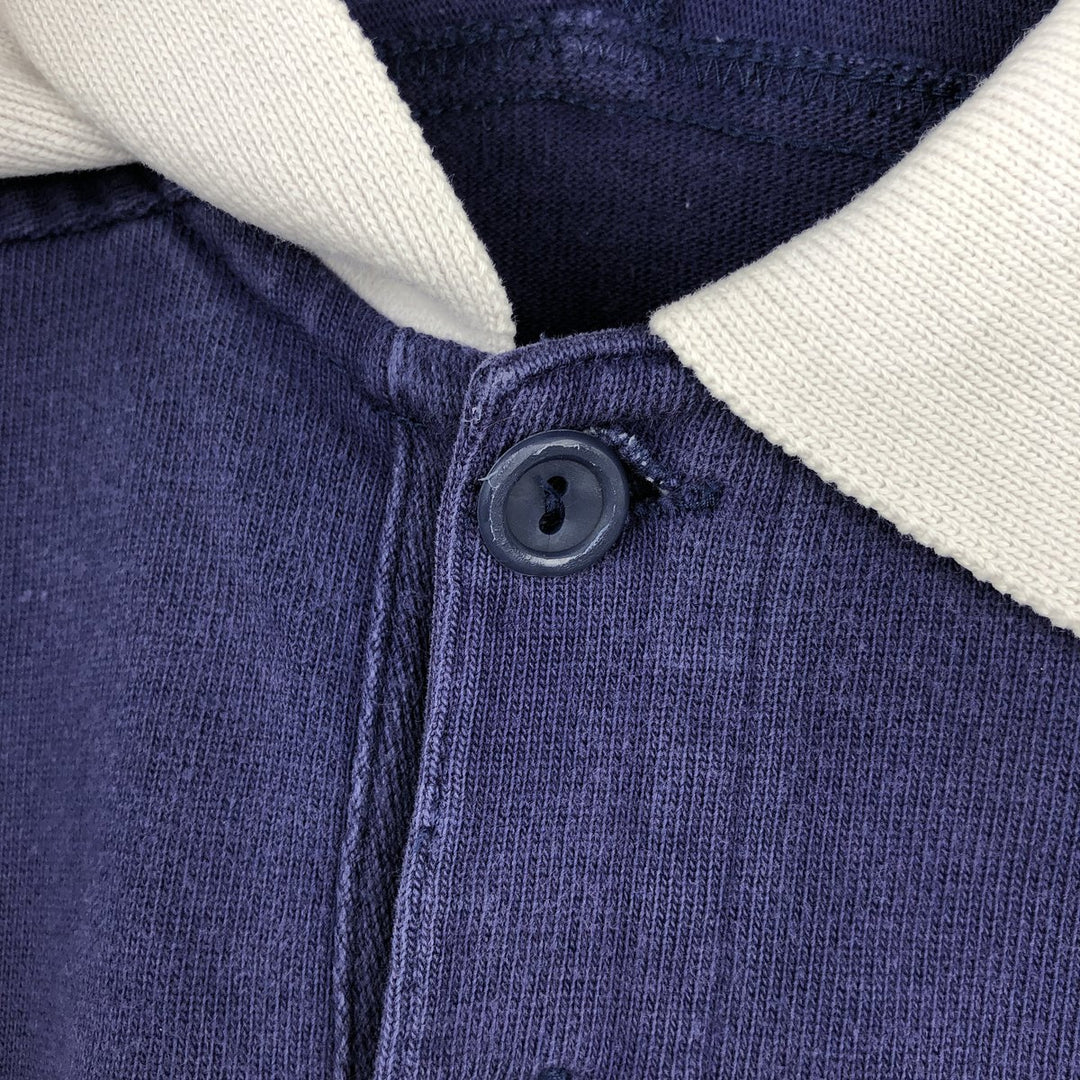 Adidas long-sleeved polo shirt, men's size M (approx.) cotton navy blue type Vintage Second Hand