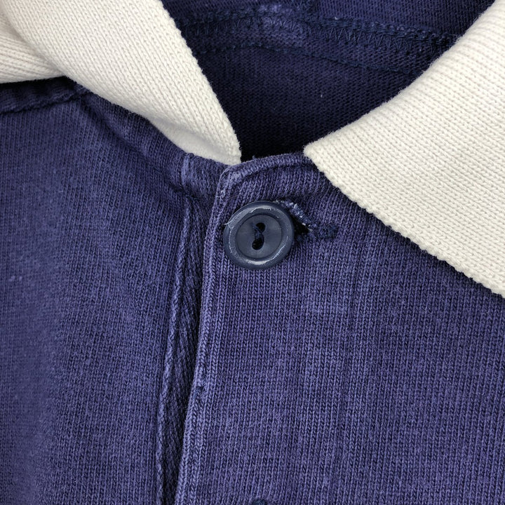 Adidas long-sleeved polo shirt, men's size M (approx.) cotton navy blue type Vintage Second Hand