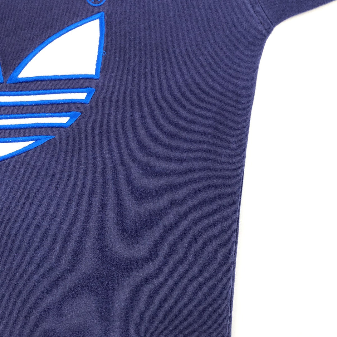 Adidas long-sleeved polo shirt, men's size M (approx.) cotton navy blue type Vintage Second Hand