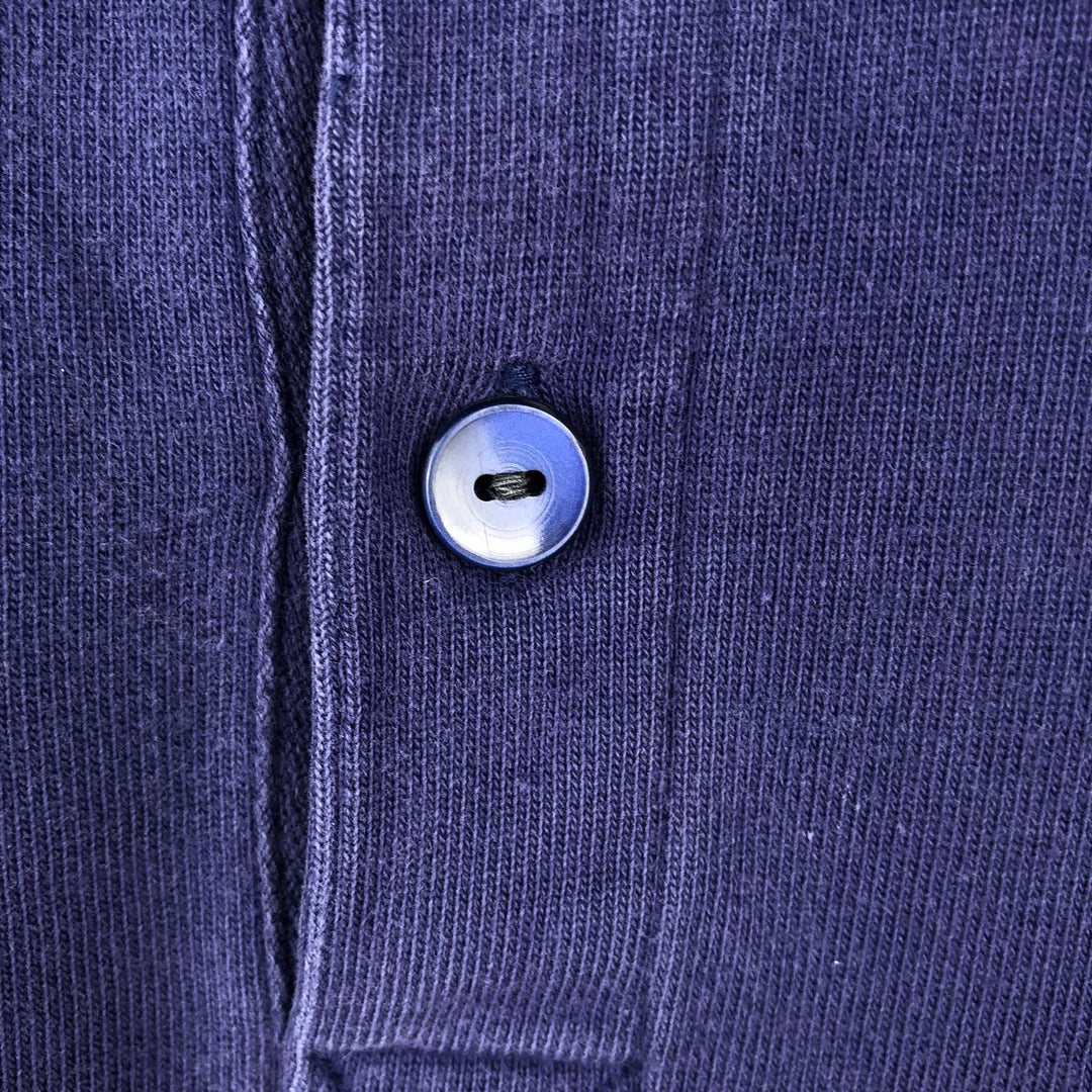 Adidas long-sleeved polo shirt, men's size M (approx.) cotton navy blue type Vintage Second Hand