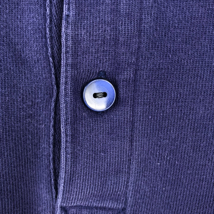 Adidas long-sleeved polo shirt, men's size M (approx.) cotton navy blue type Vintage Second Hand