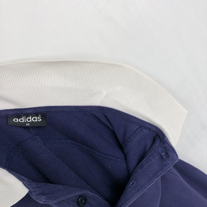 Adidas long-sleeved polo shirt, men's size M (approx.) cotton navy blue type Vintage Second Hand