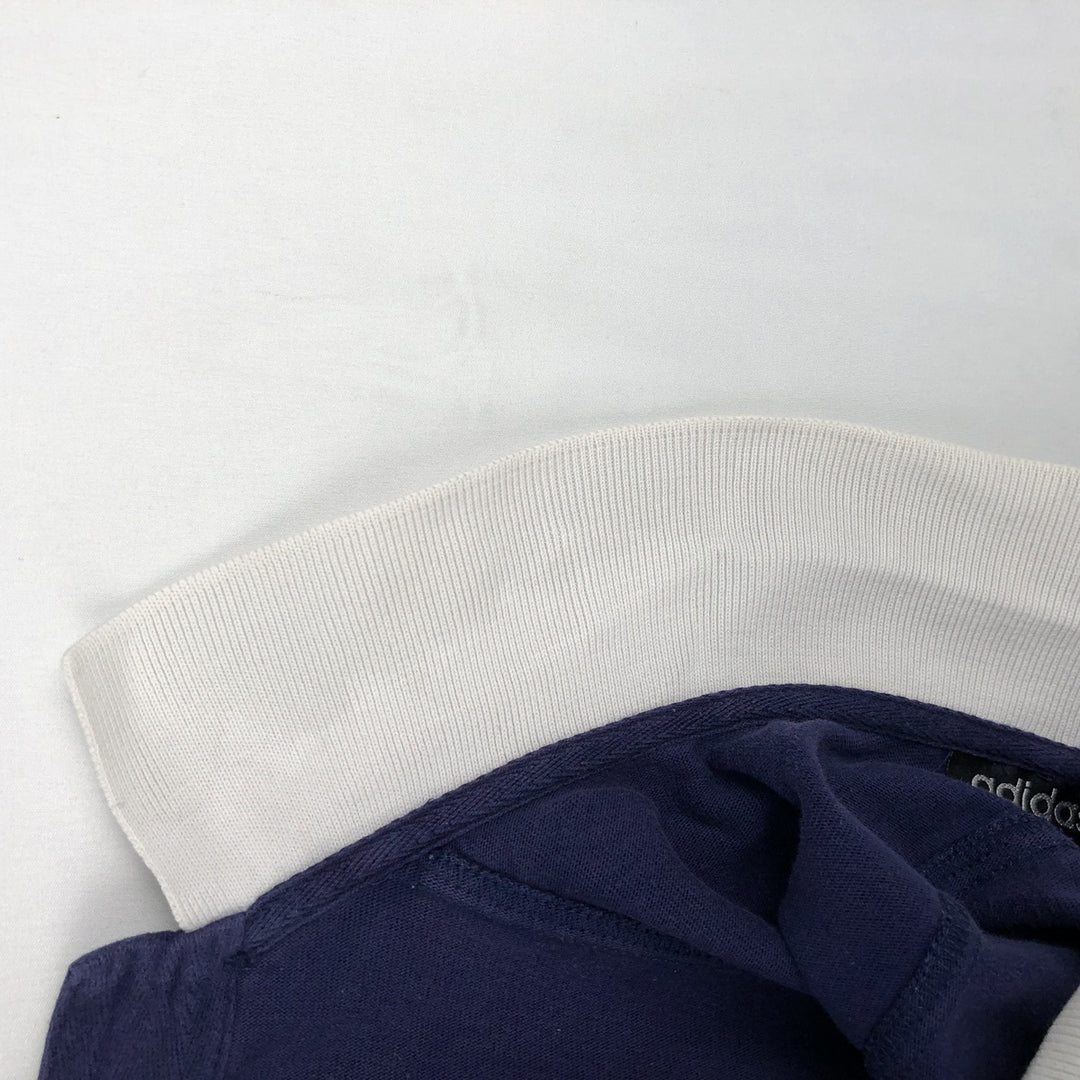 Adidas long-sleeved polo shirt, men's size M (approx.) cotton navy blue type Vintage Second Hand