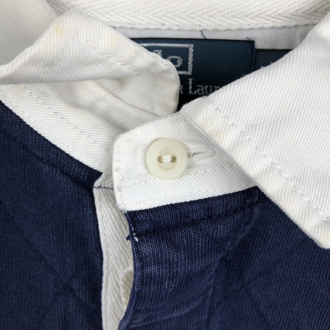 Ralph Lauren POLO by Ralph Lauren Big Pony Long Sleeve Rugby Shirt Men's XL cotton navy blue type Vintage Second Hand