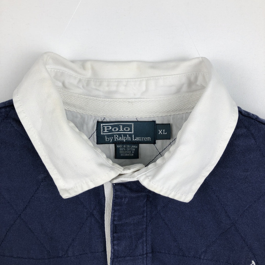 Ralph Lauren POLO by Ralph Lauren Big Pony Long Sleeve Rugby Shirt Men's XL cotton navy blue type Vintage Second Hand