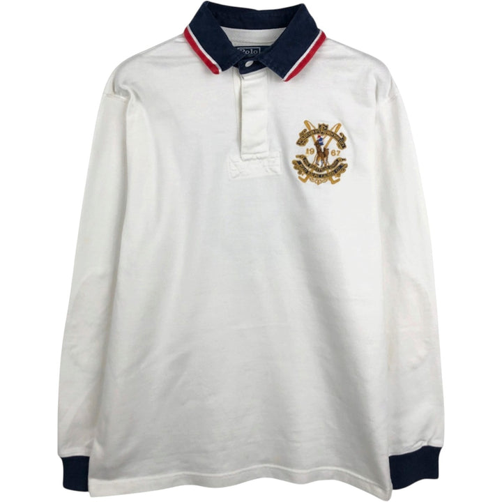 Ralph Lauren POLO by Ralph Lauren CUSTOM FIT long sleeve rugby shirt, men's M size cotton white type Vintage Second Hand