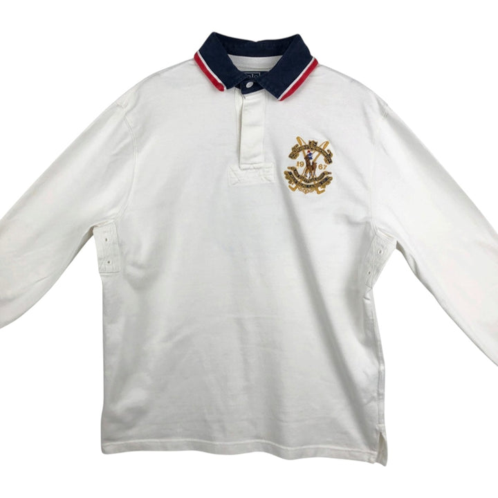 Ralph Lauren POLO by Ralph Lauren CUSTOM FIT long sleeve rugby shirt, men's M size cotton white type Vintage Second Hand