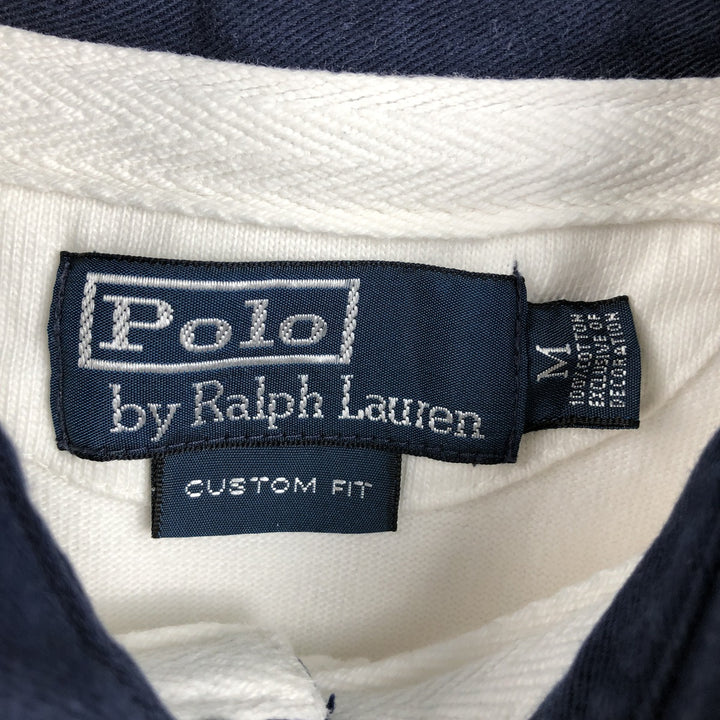 Ralph Lauren POLO by Ralph Lauren CUSTOM FIT long sleeve rugby shirt, men's M size cotton white type Vintage Second Hand