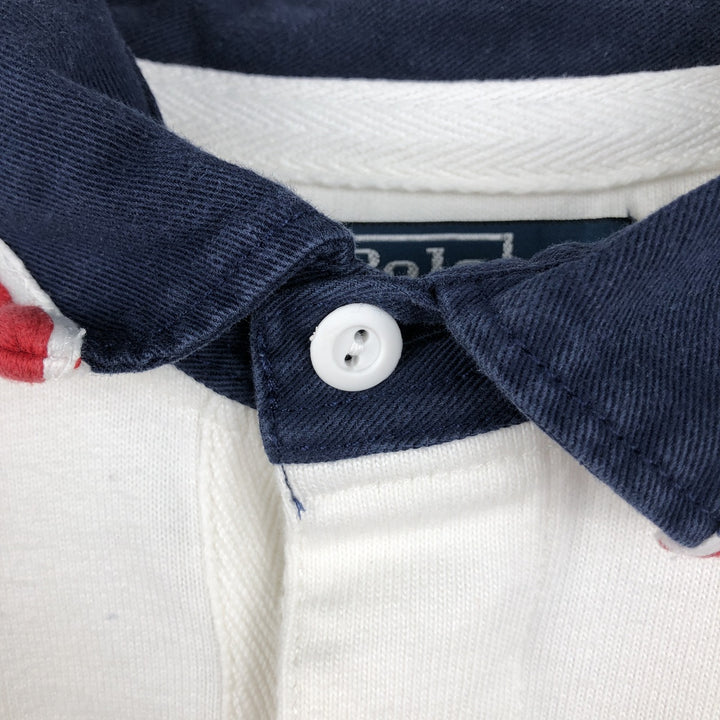 Ralph Lauren POLO by Ralph Lauren CUSTOM FIT long sleeve rugby shirt, men's M size cotton white type Vintage Second Hand