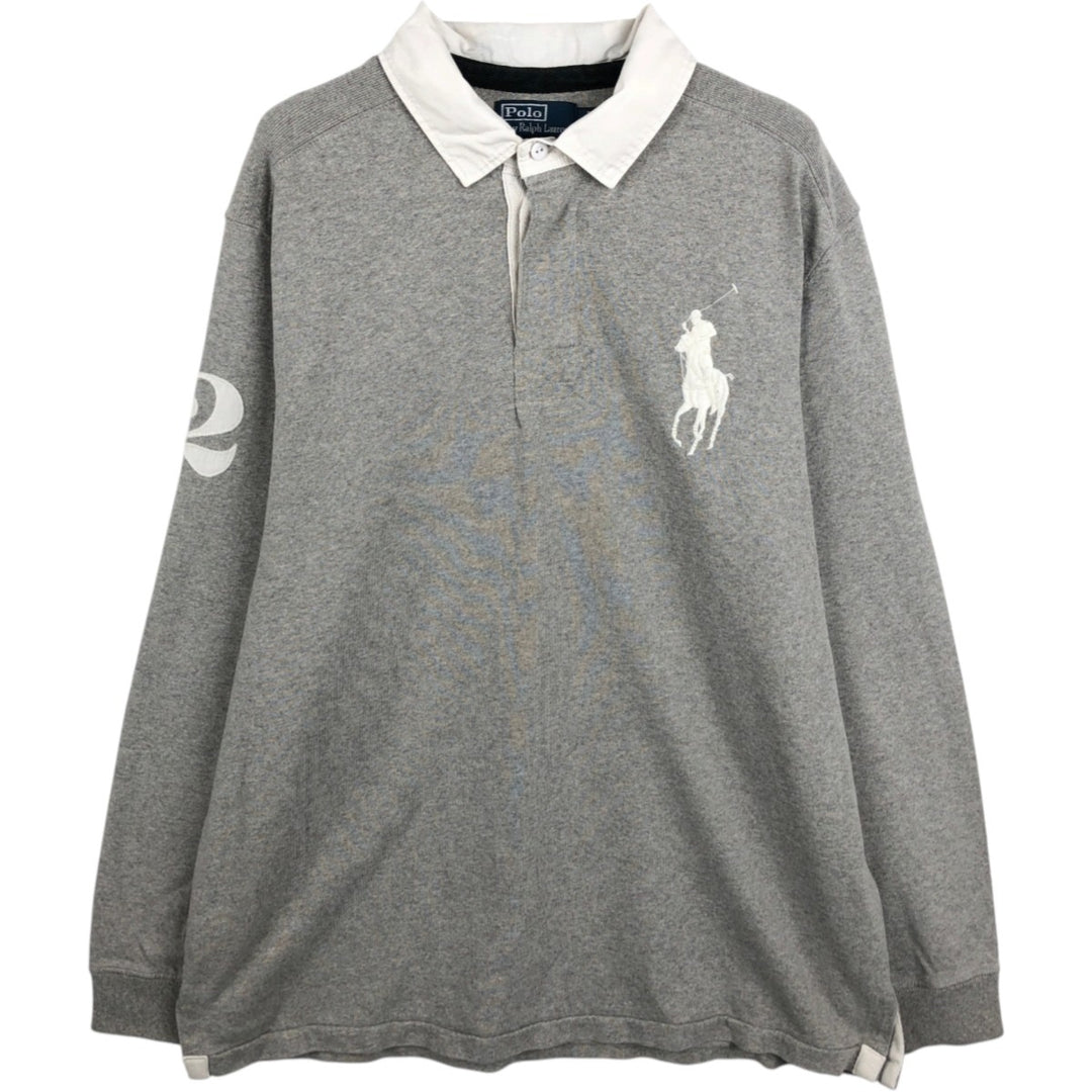 Ralph Lauren POLO by Ralph Lauren CUSTOM FIT Big Pony Long Sleeve Rugby Shirt Men's XL cotton gray type Vintage Second Hand