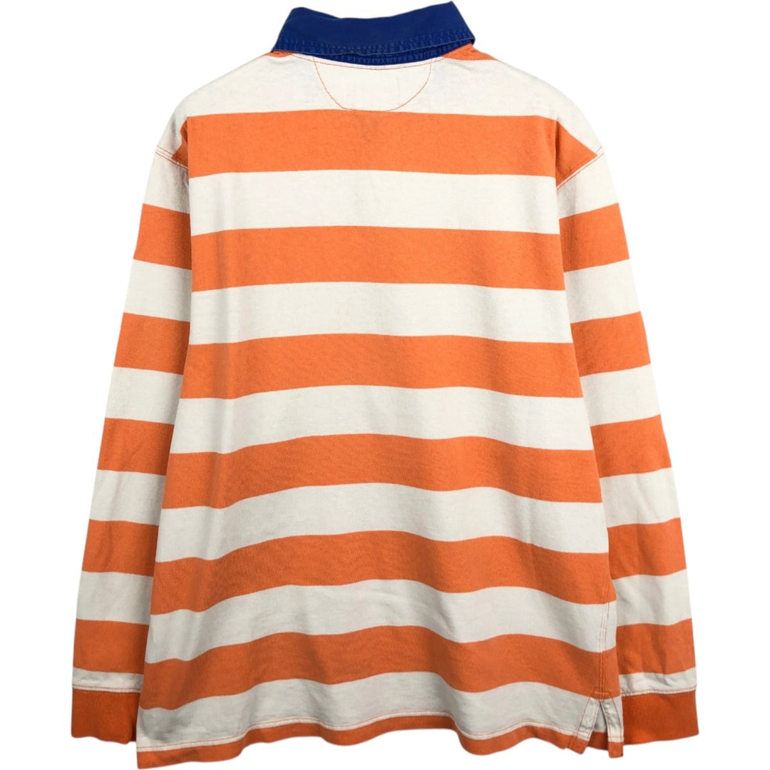 Ralph Lauren POLO by Ralph Lauren CUSTOM FIT Border Pattern Long Sleeve Rugby Shirt Men's XL cotton orange type Vintage Second Hand