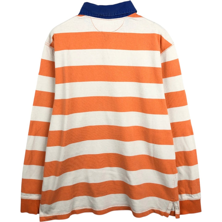 Ralph Lauren POLO by Ralph Lauren CUSTOM FIT Border Pattern Long Sleeve Rugby Shirt Men's XL cotton orange type Vintage Second Hand