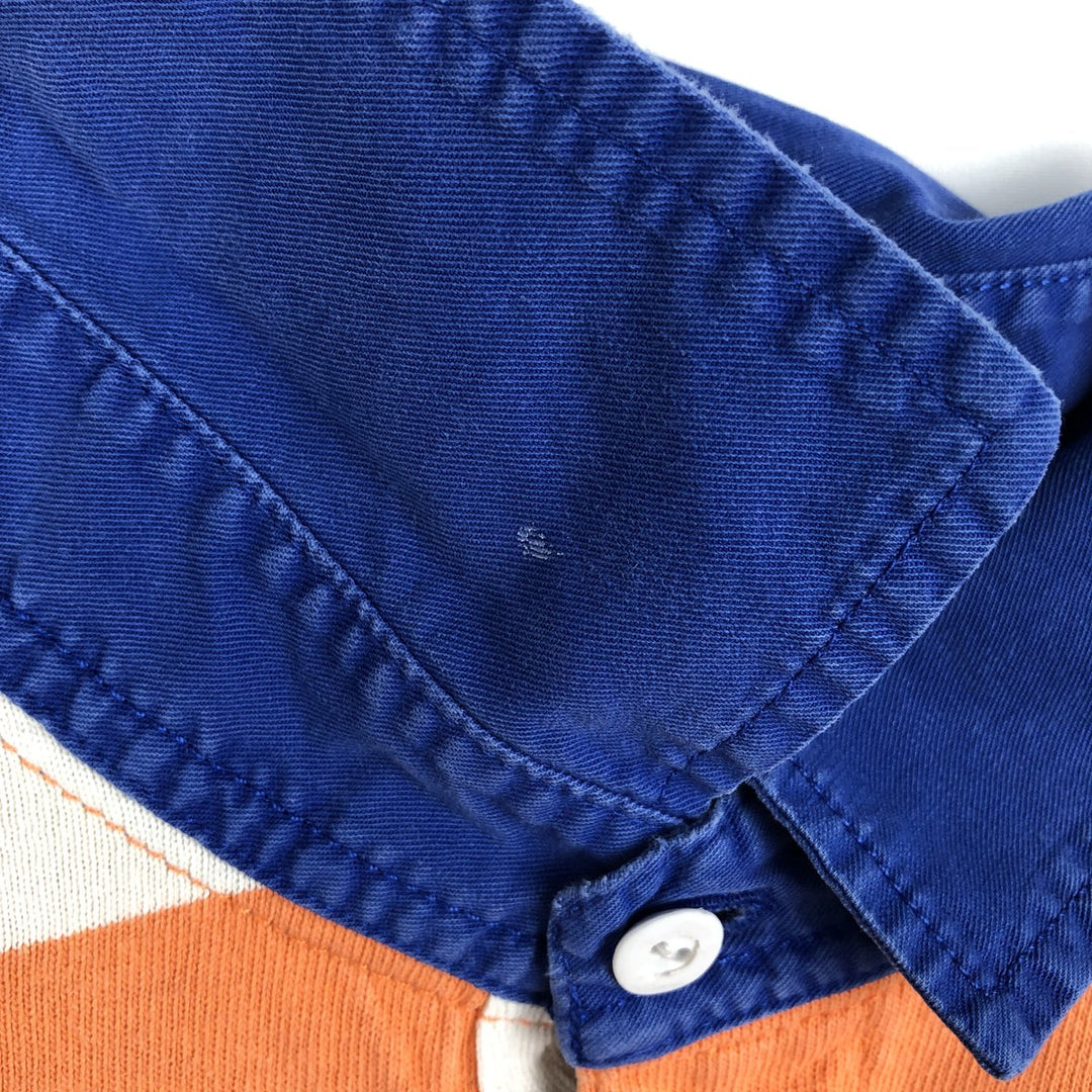 Ralph Lauren POLO by Ralph Lauren CUSTOM FIT Border Pattern Long Sleeve Rugby Shirt Men's XL cotton orange type Vintage Second Hand
