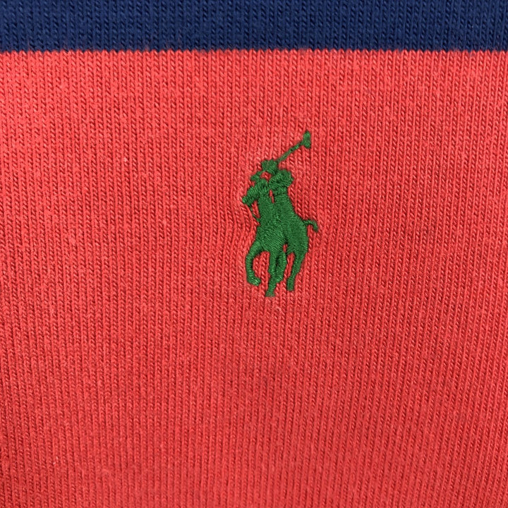 Ralph Lauren POLO by Ralph Lauren CUSTOM FIT Border Pattern Long Sleeve Rugby Shirt Men's L size cotton red type Vintage Second Hand