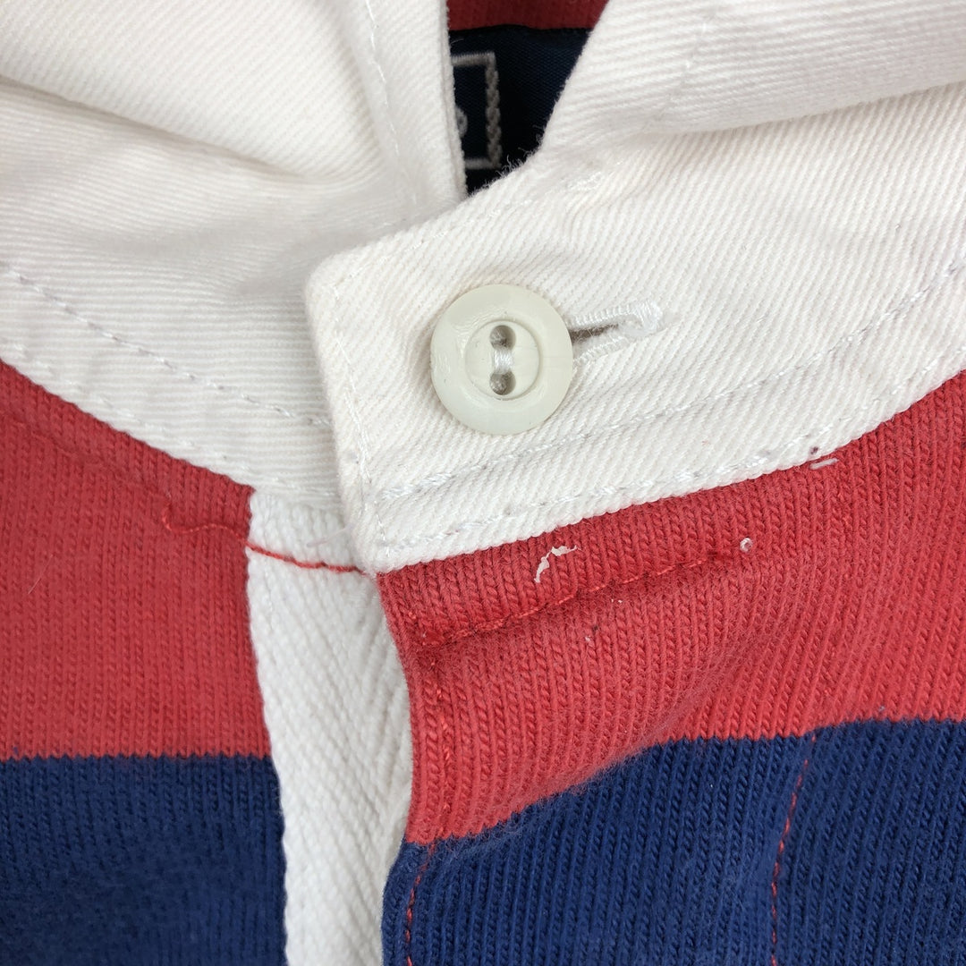 Ralph Lauren POLO by Ralph Lauren CUSTOM FIT Border Pattern Long Sleeve Rugby Shirt Men's L size cotton red type Vintage Second Hand