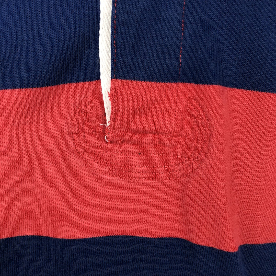 Ralph Lauren POLO by Ralph Lauren CUSTOM FIT Border Pattern Long Sleeve Rugby Shirt Men's L size cotton red type Vintage Second Hand