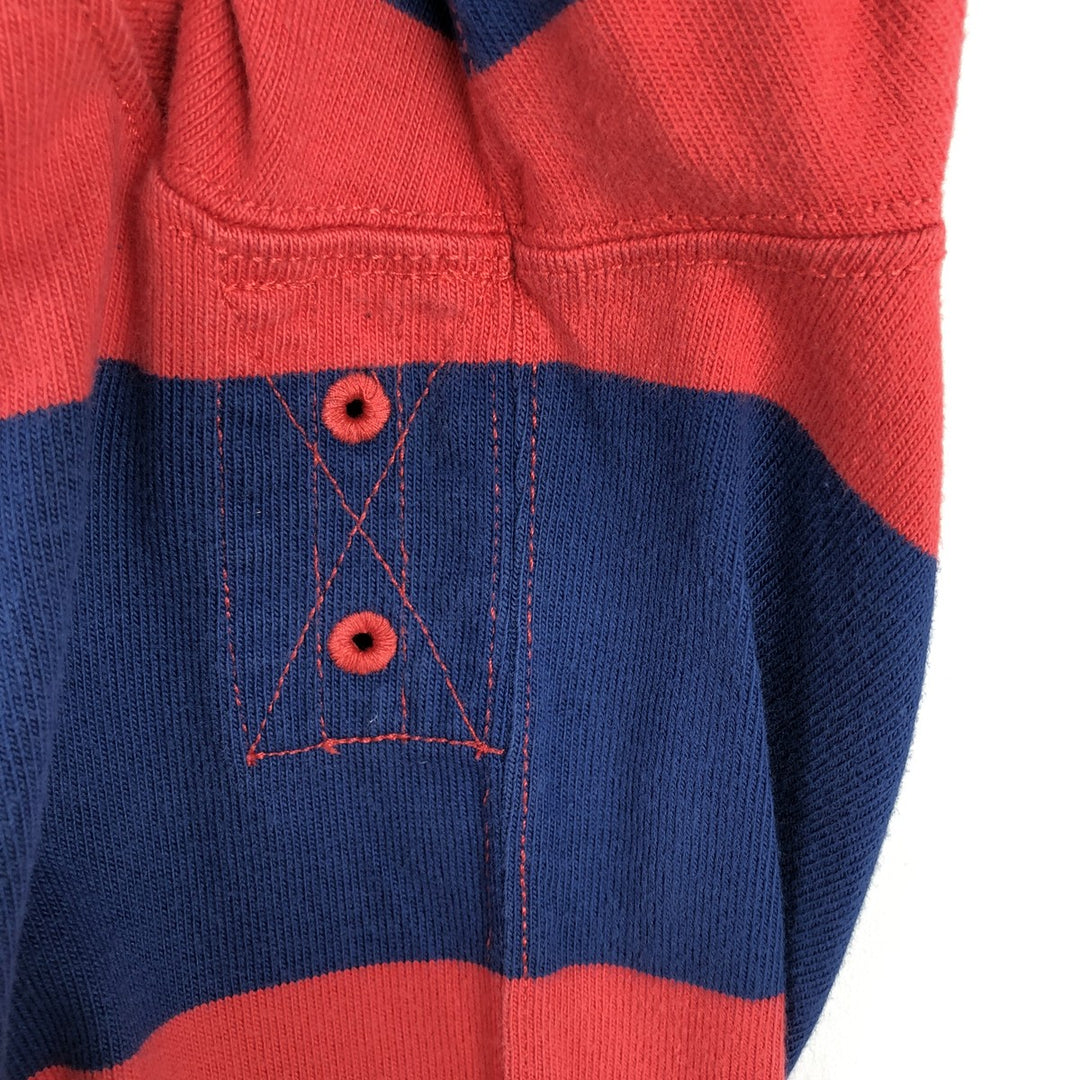 Ralph Lauren POLO by Ralph Lauren CUSTOM FIT Border Pattern Long Sleeve Rugby Shirt Men's L size cotton red type Vintage Second Hand