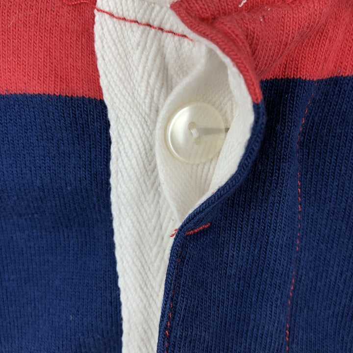 Ralph Lauren POLO by Ralph Lauren CUSTOM FIT Border Pattern Long Sleeve Rugby Shirt Men's L size cotton red type Vintage Second Hand