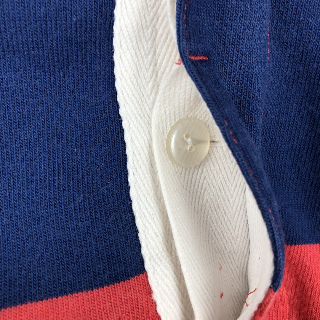 Ralph Lauren POLO by Ralph Lauren CUSTOM FIT Border Pattern Long Sleeve Rugby Shirt Men's L size cotton red type Vintage Second Hand