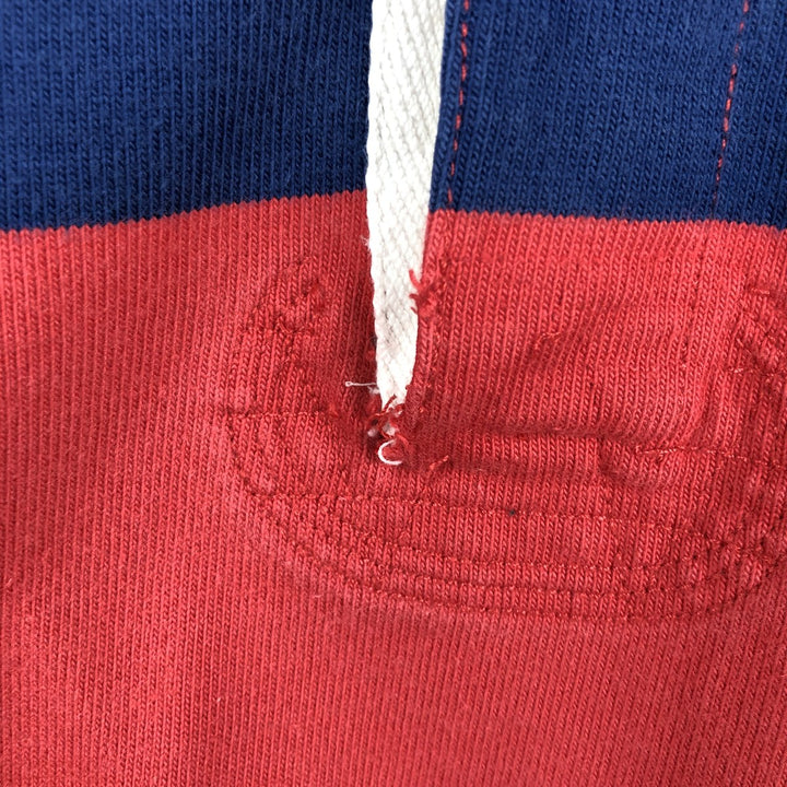 Ralph Lauren POLO by Ralph Lauren CUSTOM FIT Border Pattern Long Sleeve Rugby Shirt Men's L size cotton red type Vintage Second Hand