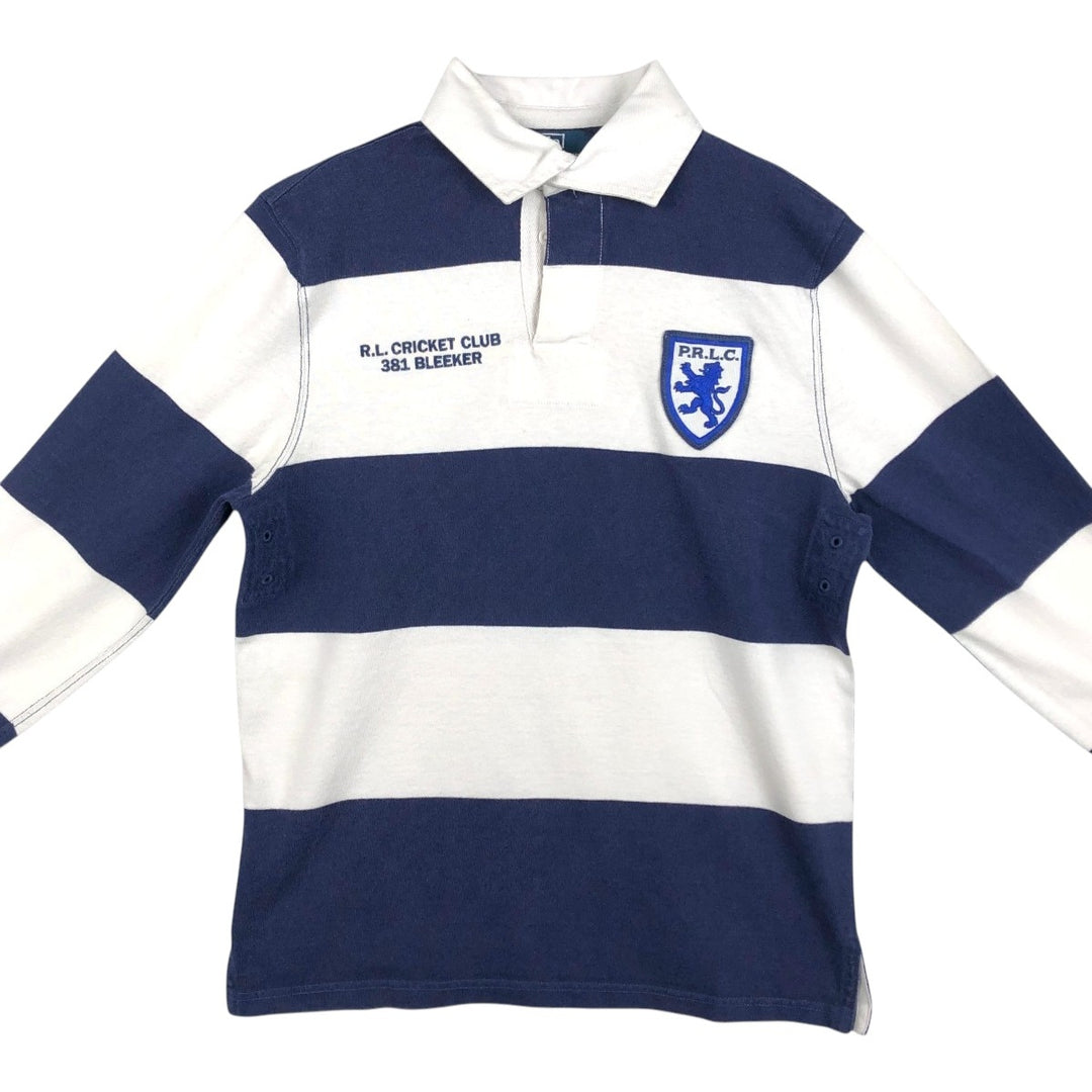 Ralph Lauren POLO by Ralph Lauren CUSTOM FIT Border Pattern Long Sleeve Rugby Shirt Men's M cotton white type Vintage Second Hand