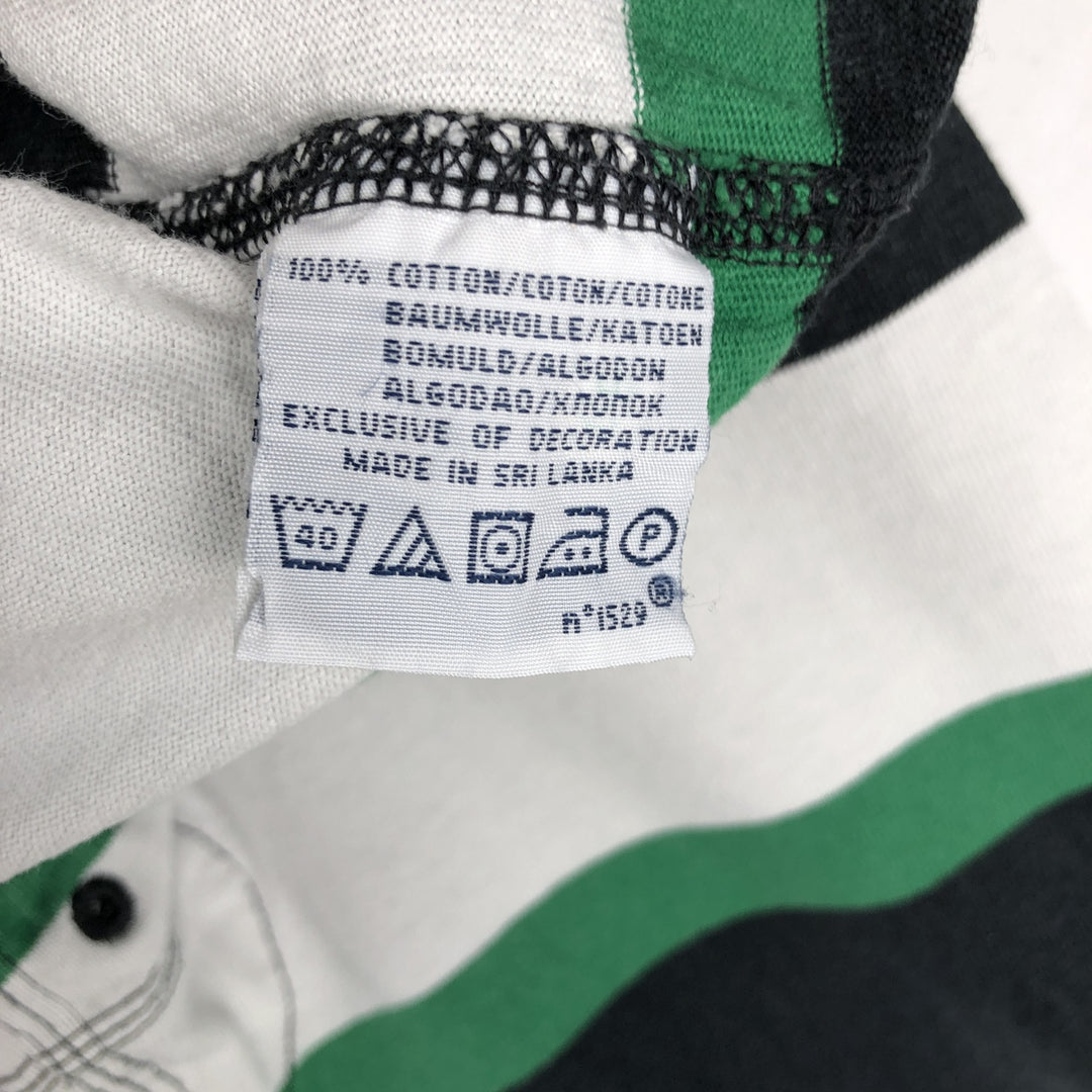 Ralph Lauren POLO by Ralph Lauren CUSTOM FIT Border Pattern Multi-stripe Long-Sleeve Rugby Shirt, Men's Size XL (approx.) cotton white type Vintage Second Hand