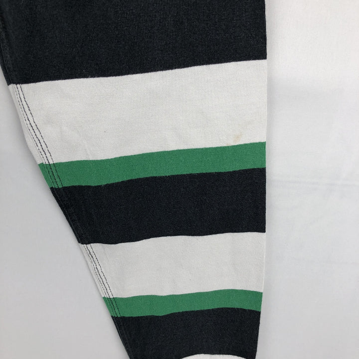 Ralph Lauren POLO by Ralph Lauren CUSTOM FIT Border Pattern Multi-stripe Long-Sleeve Rugby Shirt, Men's Size XL (approx.) cotton white type Vintage Second Hand