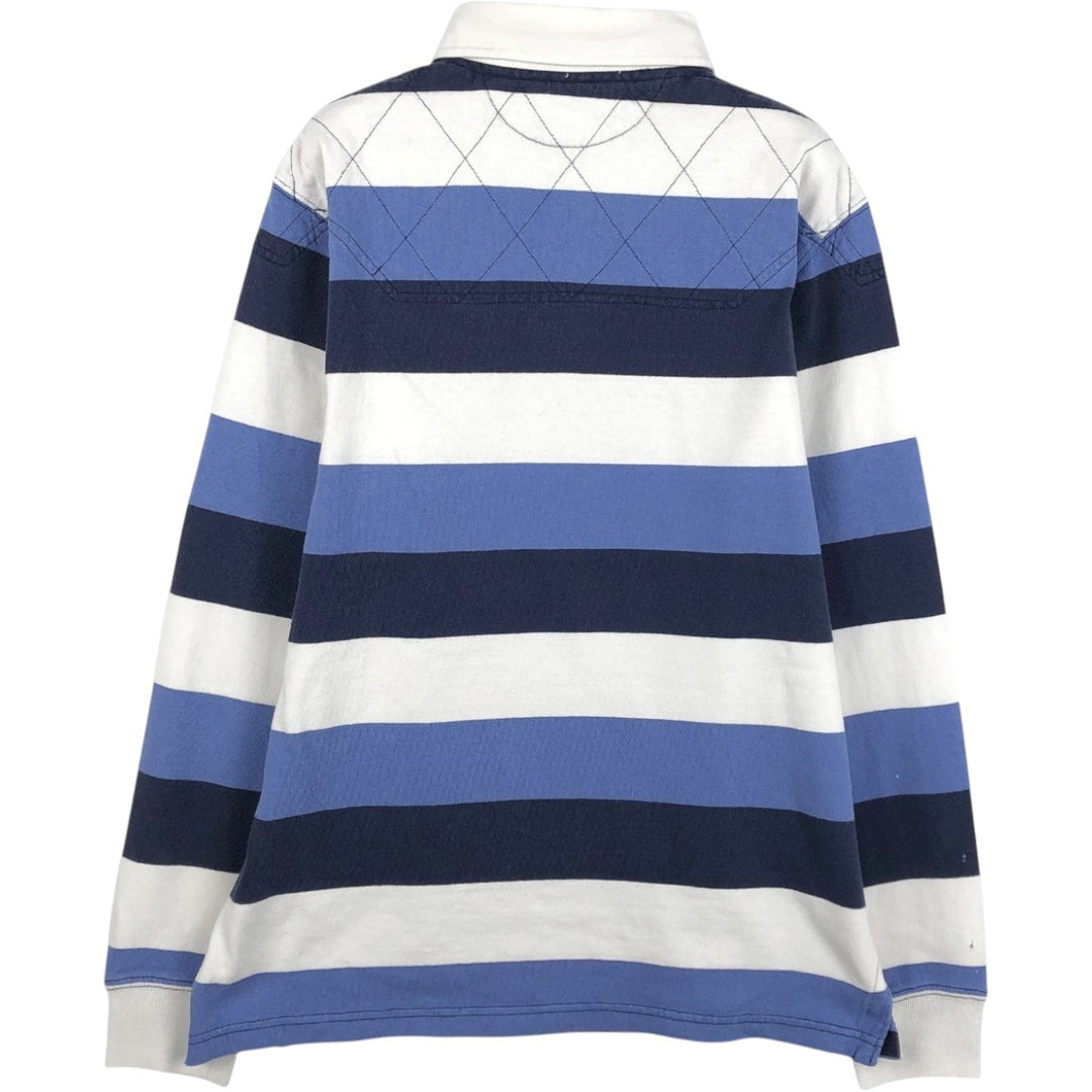 Ralph Lauren POLO by Ralph Lauren CUSTOM FIT Border Pattern Long Sleeve Rugby Shirt Men's M cotton navy blue type Vintage Second Hand