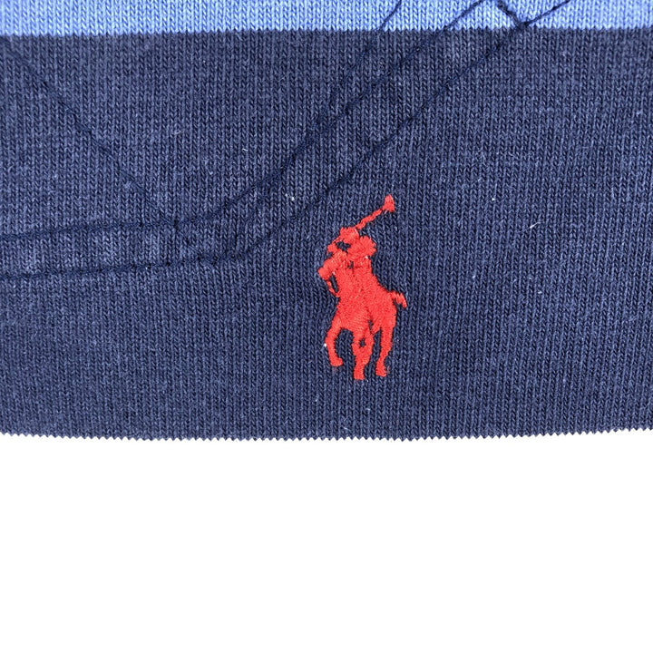 Ralph Lauren POLO by Ralph Lauren CUSTOM FIT Border Pattern Long Sleeve Rugby Shirt Men's M cotton navy blue type Vintage Second Hand