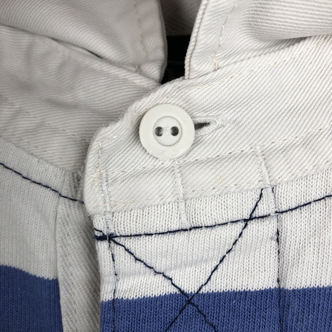 Ralph Lauren POLO by Ralph Lauren CUSTOM FIT Border Pattern Long Sleeve Rugby Shirt Men's M cotton navy blue type Vintage Second Hand