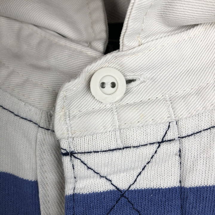 Ralph Lauren POLO by Ralph Lauren CUSTOM FIT Border Pattern Long Sleeve Rugby Shirt Men's M cotton navy blue type Vintage Second Hand