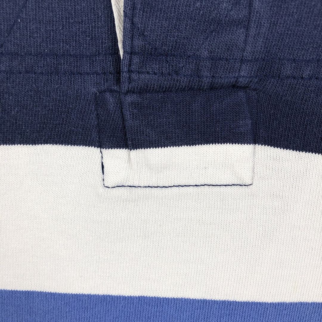 Ralph Lauren POLO by Ralph Lauren CUSTOM FIT Border Pattern Long Sleeve Rugby Shirt Men's M cotton navy blue type Vintage Second Hand