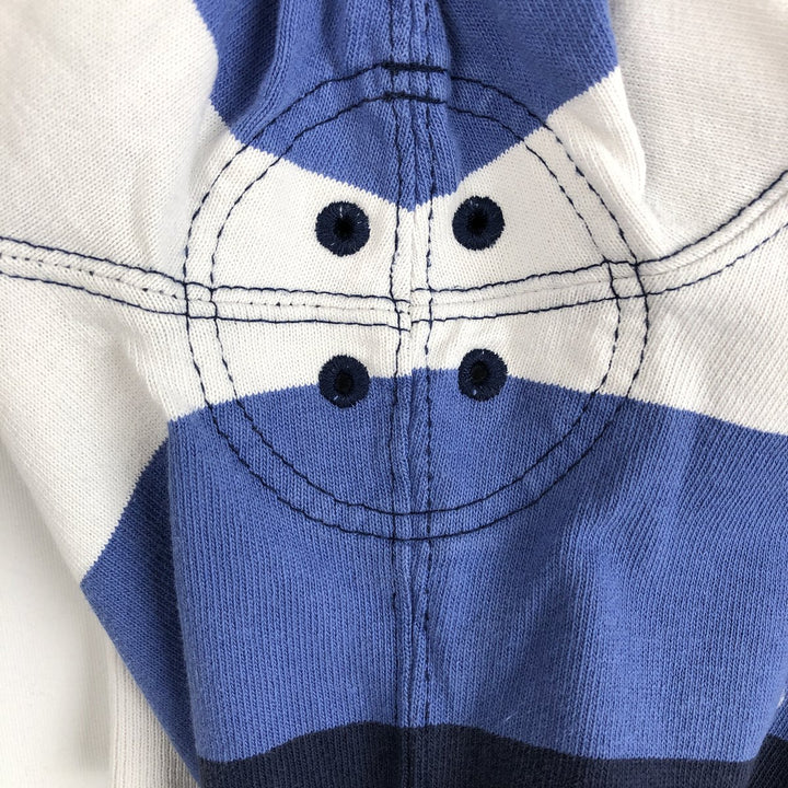 Ralph Lauren POLO by Ralph Lauren CUSTOM FIT Border Pattern Long Sleeve Rugby Shirt Men's M cotton navy blue type Vintage Second Hand