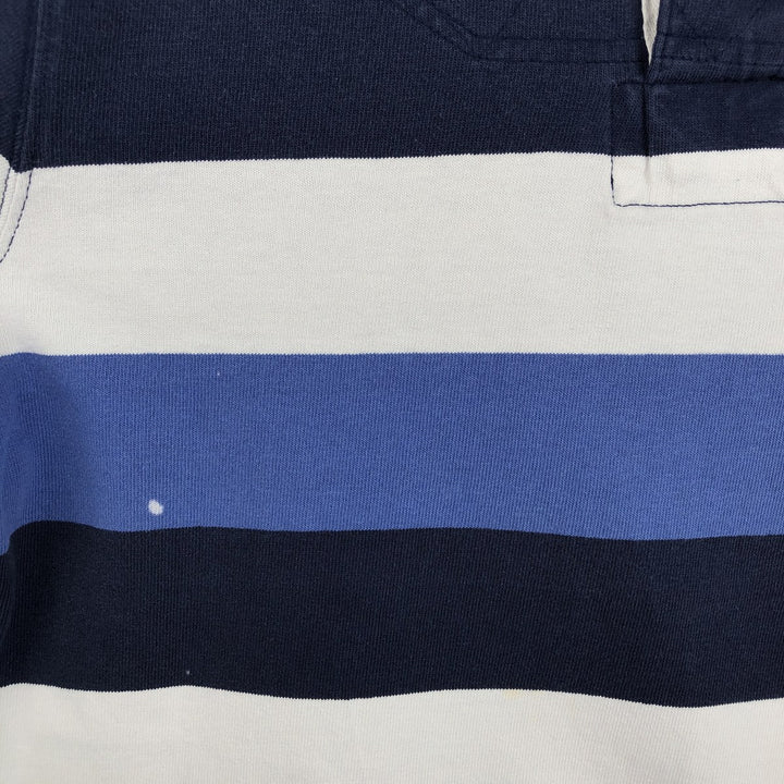 Ralph Lauren POLO by Ralph Lauren CUSTOM FIT Border Pattern Long Sleeve Rugby Shirt Men's M cotton navy blue type Vintage Second Hand