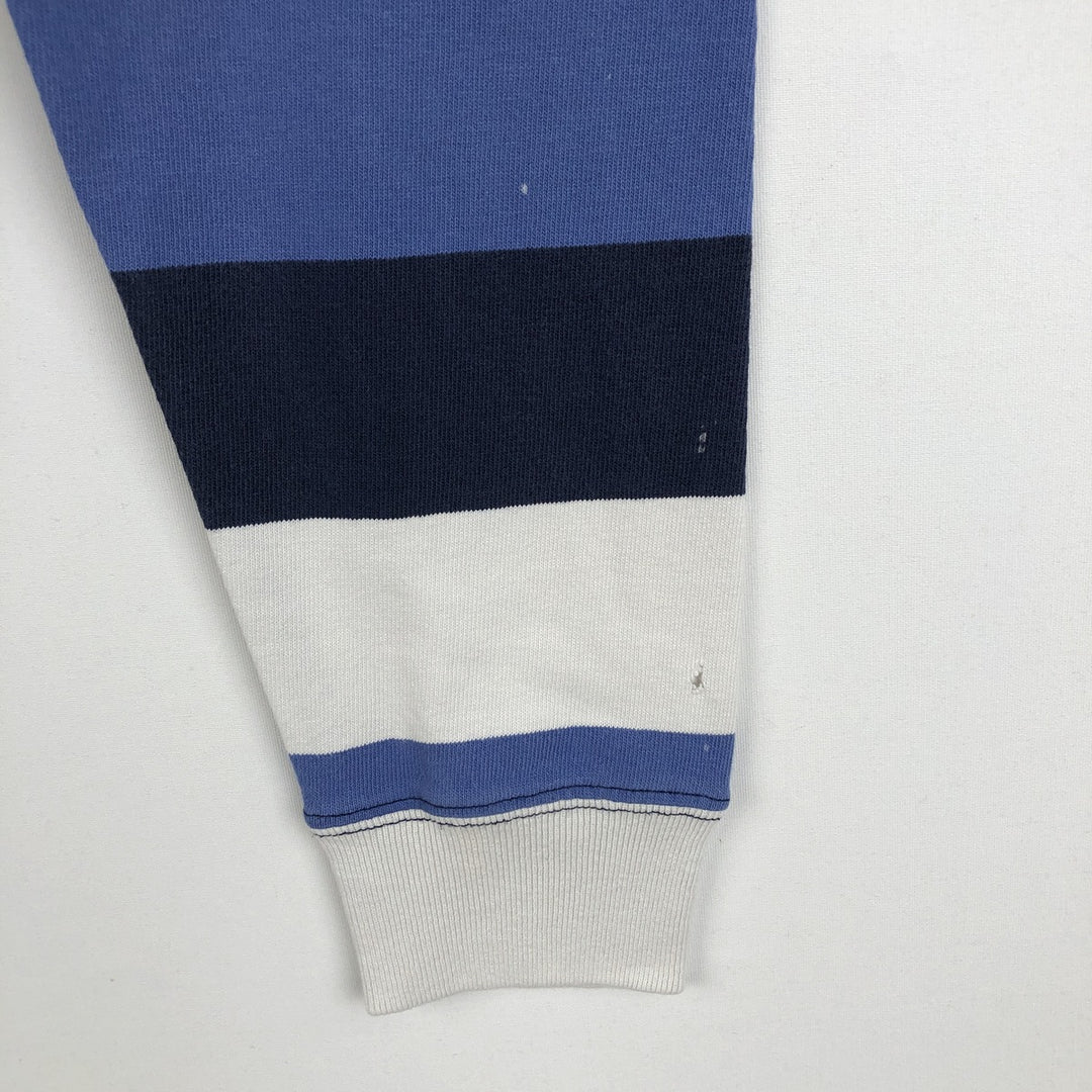 Ralph Lauren POLO by Ralph Lauren CUSTOM FIT Border Pattern Long Sleeve Rugby Shirt Men's M cotton navy blue type Vintage Second Hand