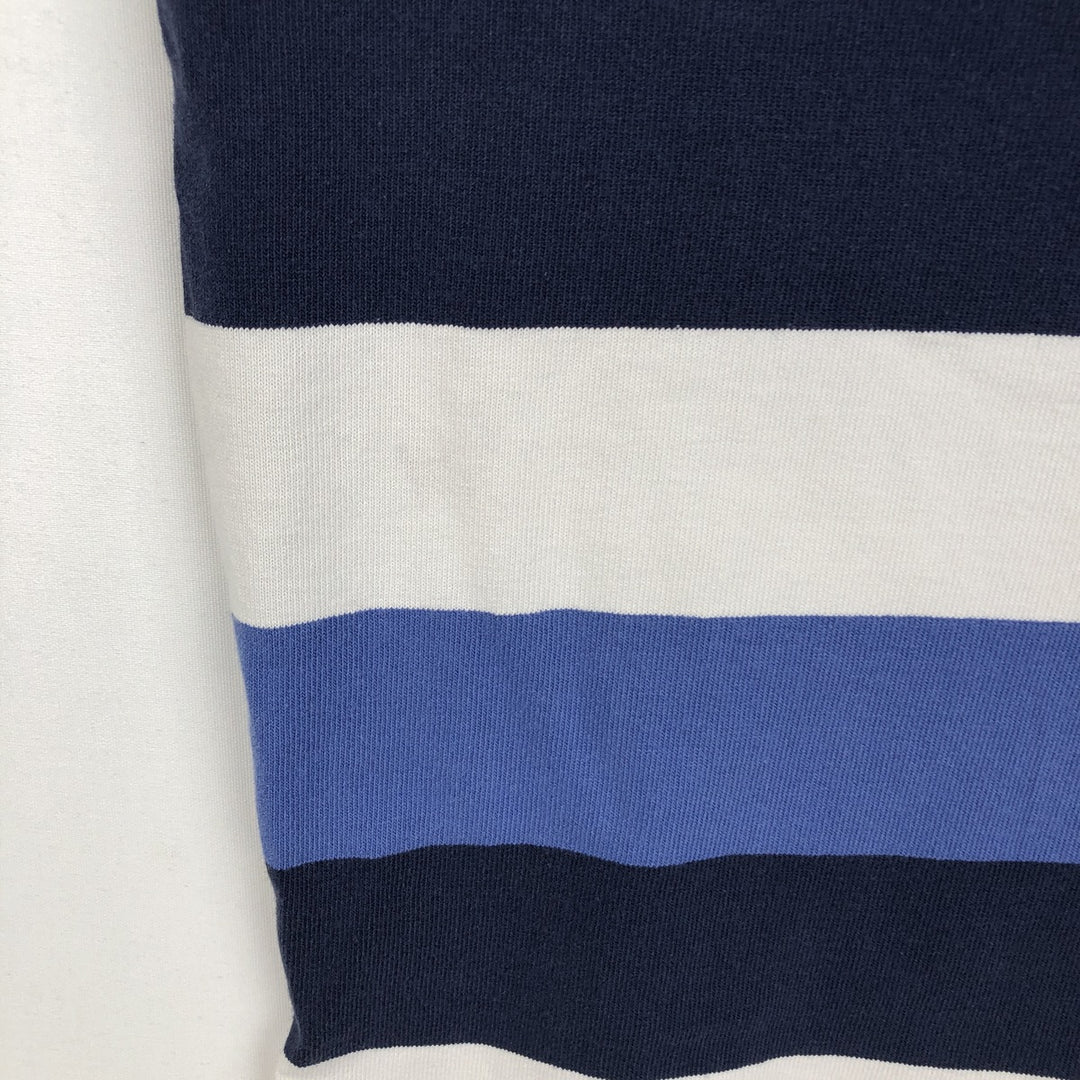 Ralph Lauren POLO by Ralph Lauren CUSTOM FIT Border Pattern Long Sleeve Rugby Shirt Men's M cotton navy blue type Vintage Second Hand