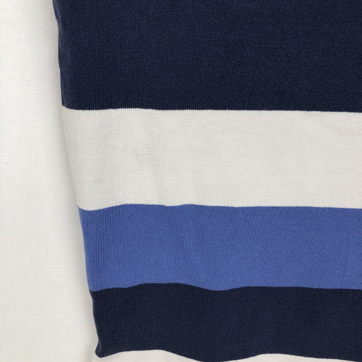 Ralph Lauren POLO by Ralph Lauren CUSTOM FIT Border Pattern Long Sleeve Rugby Shirt Men's M cotton navy blue type Vintage Second Hand