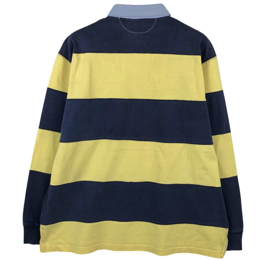 Ralph Lauren POLO by Ralph Lauren Striped Pattern Long Sleeve Rugby Shirt Men's Size L cotton yellow type Vintage Second Hand