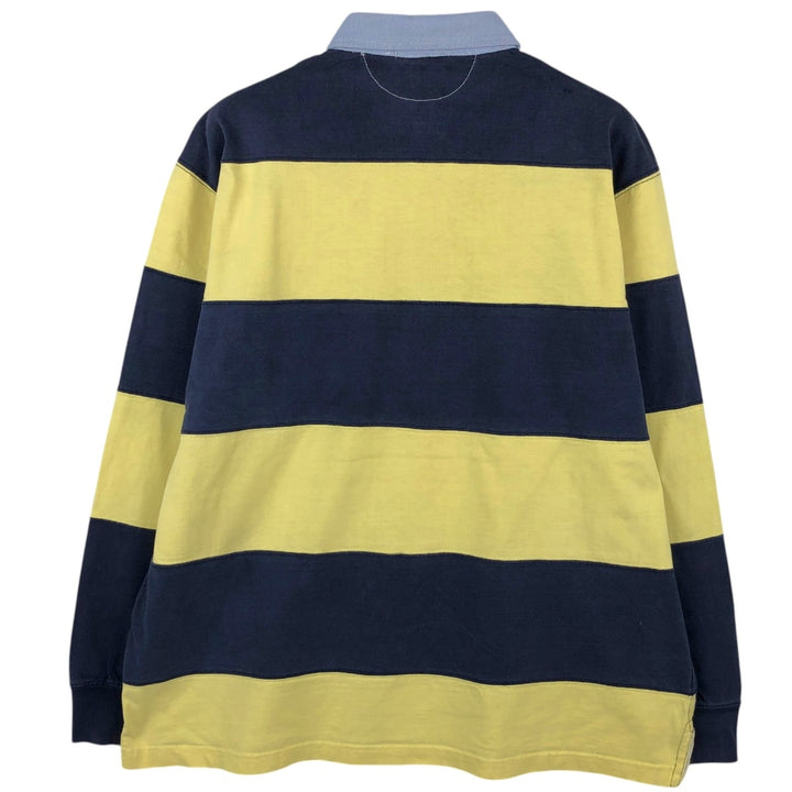 Ralph Lauren POLO by Ralph Lauren Striped Pattern Long Sleeve Rugby Shirt Men's Size L cotton yellow type Vintage Second Hand