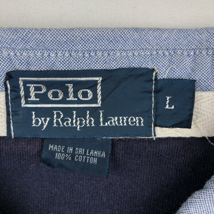 Ralph Lauren POLO by Ralph Lauren Striped Pattern Long Sleeve Rugby Shirt Men's Size L cotton yellow type Vintage Second Hand