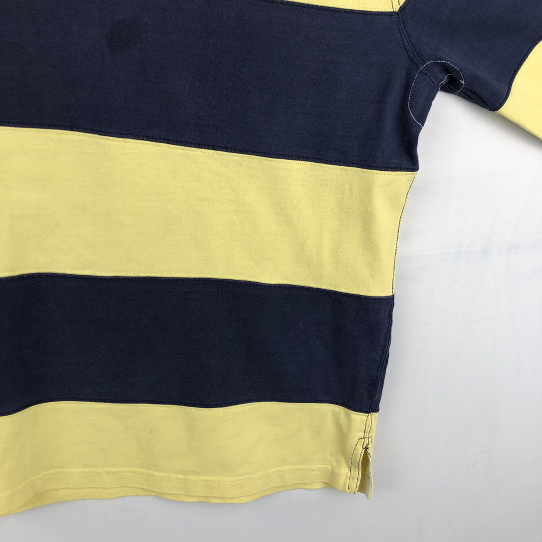 Ralph Lauren POLO by Ralph Lauren Striped Pattern Long Sleeve Rugby Shirt Men's Size L cotton yellow type Vintage Second Hand