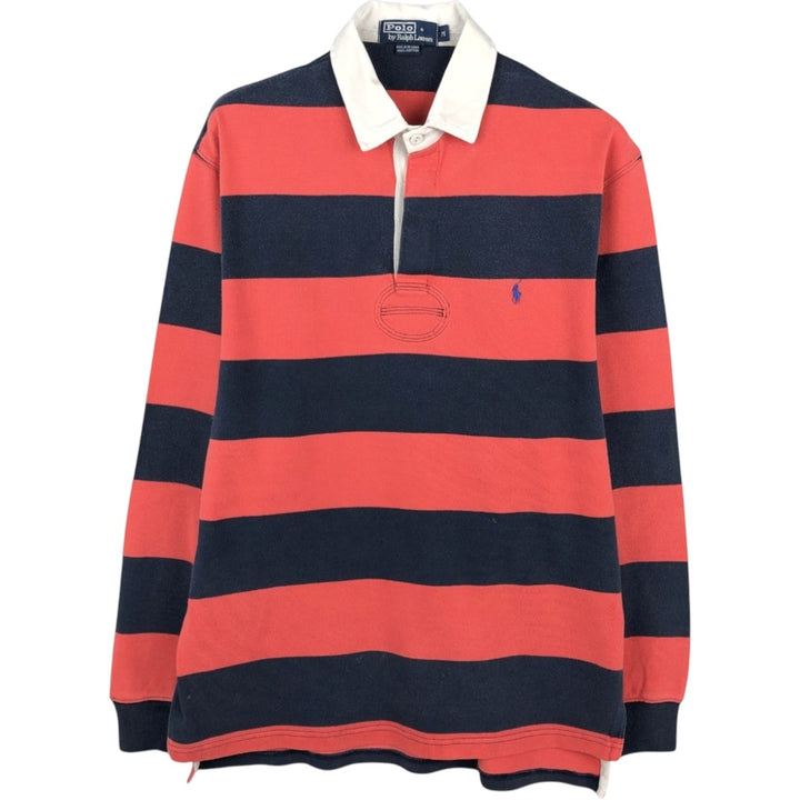 Ralph Lauren POLO by Ralph Lauren Striped Pattern Long Sleeve Rugby Shirt Men's M cotton red type Vintage Second Hand