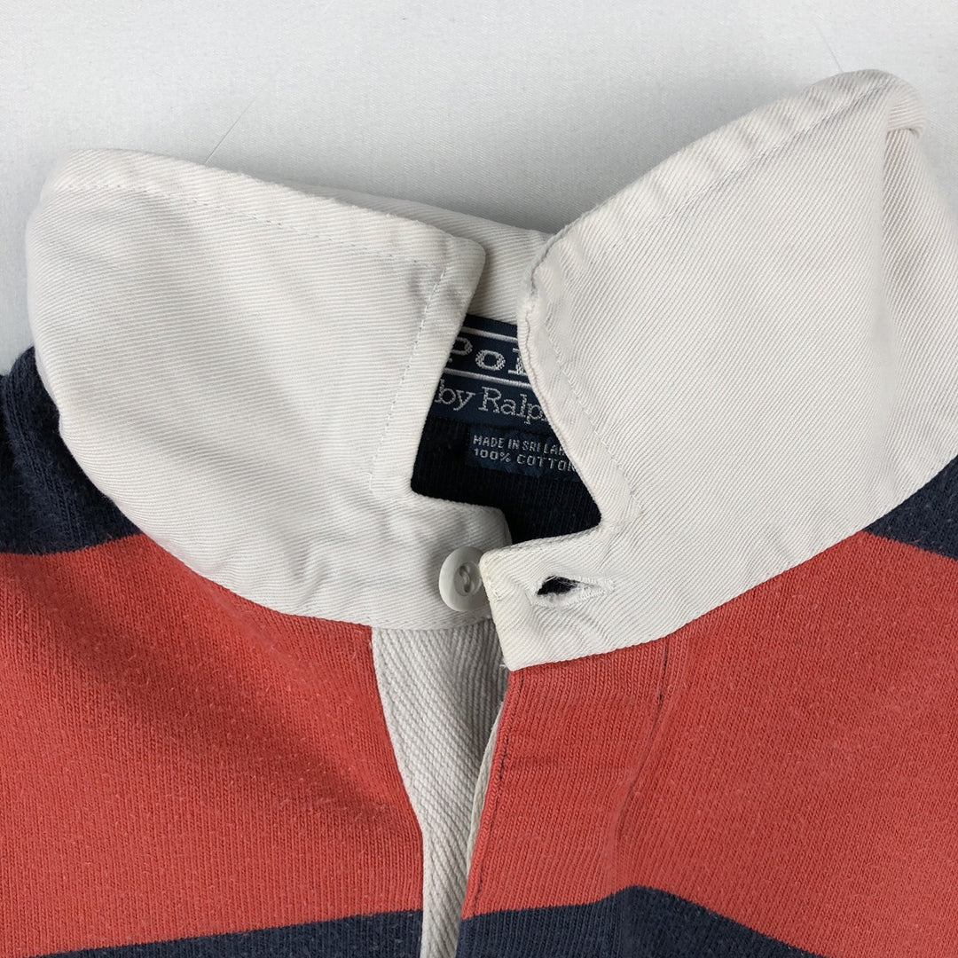 Ralph Lauren POLO by Ralph Lauren Striped Pattern Long Sleeve Rugby Shirt Men's M cotton red type Vintage Second Hand