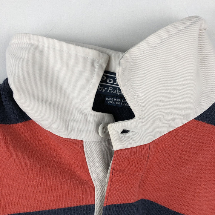 Ralph Lauren POLO by Ralph Lauren Striped Pattern Long Sleeve Rugby Shirt Men's M cotton red type Vintage Second Hand